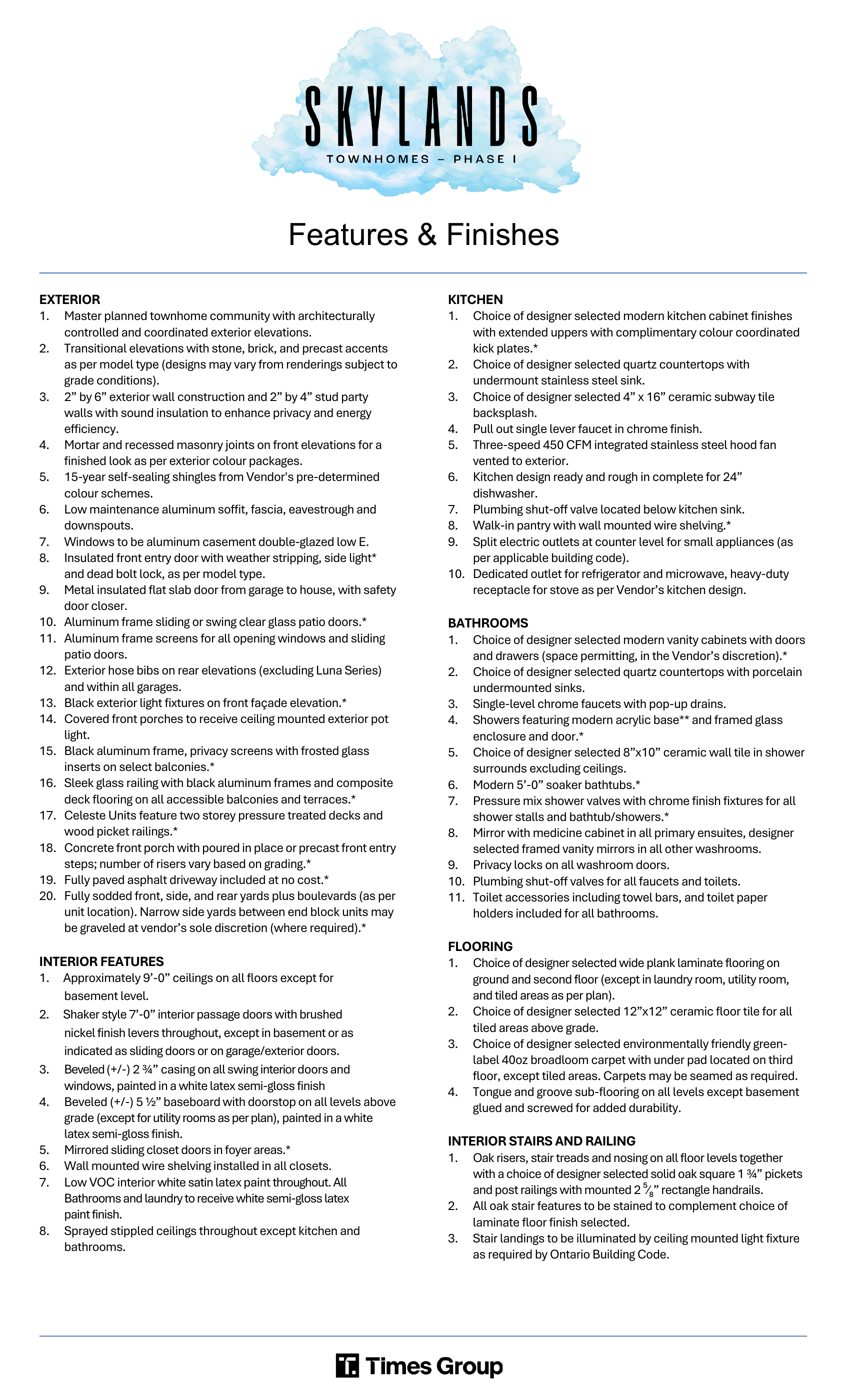 3 Skylands Features and Finishes page 1
